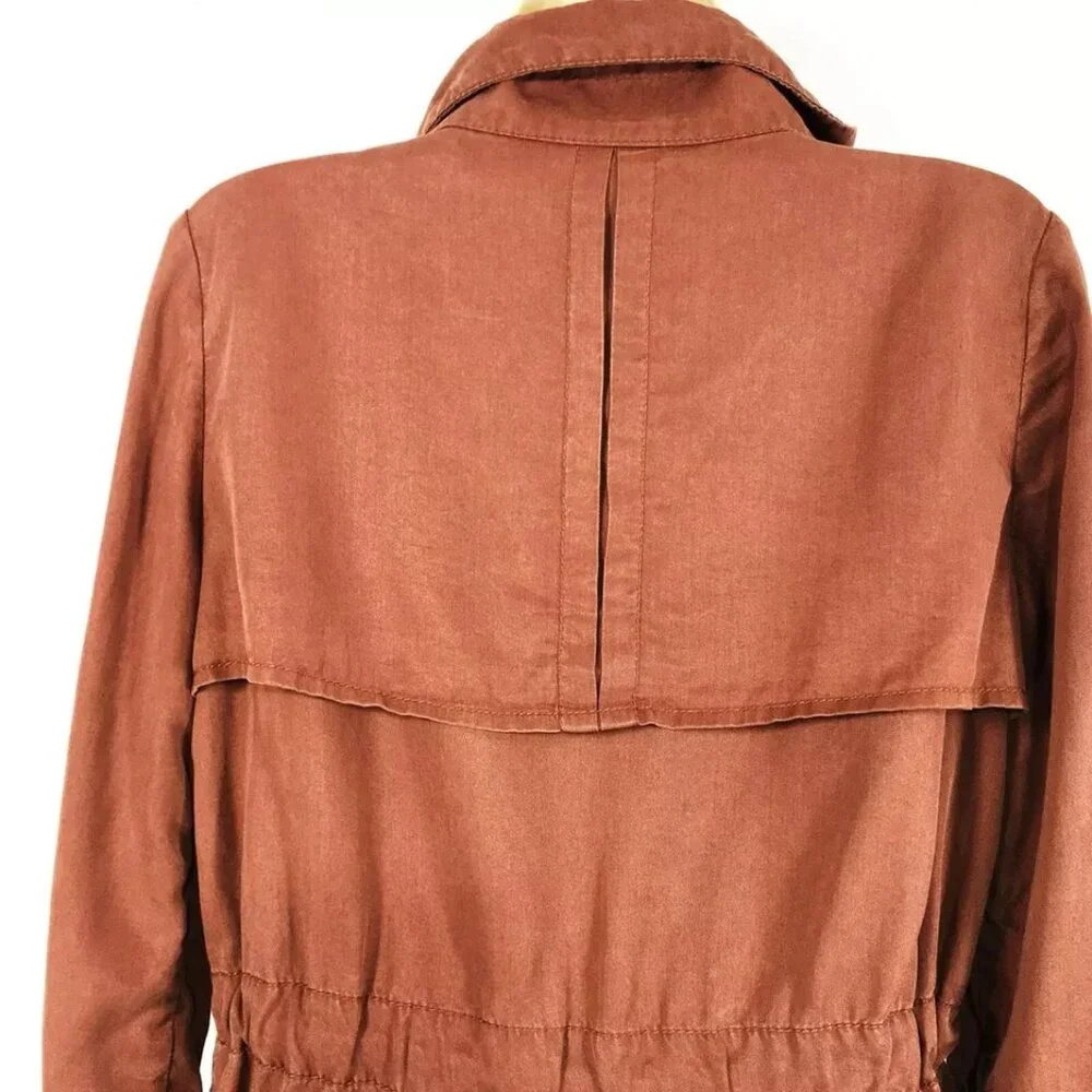 Anthropologie Cartonnier Sz 2 Cargo Utility Safari Rust Jacket Drawstring Zip